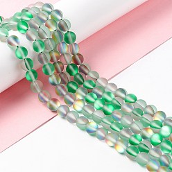 Морско-зеленый Синтетические лунные лучи, матовые, круглые, цвета морской волны, 8 мм, отверстие : 1 мм, около 43~47 шт / нитка, 14.37''~15.08'' (36.5~38.3 см)