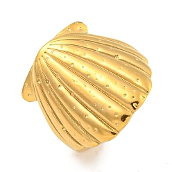 Настоящее золото 18K Ионное покрытие (ip) форма оболочки 304 открытые манжеты из нержавеющей стали для женщин, реальный 18 k позолоченный, оболочкой: 21x19 mm