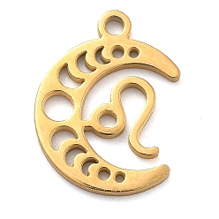 Весы Настоящее 18к позолота 304 подвески из нержавеющей стали, лазерная резка, фаза луны с созвездием талисман, Весы, 13x9.5x1 мм, отверстие : 1.2 мм