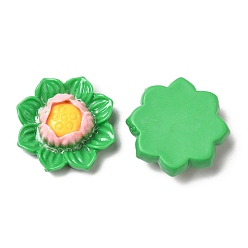 Medium Sea Green Opaque Resin Cabochons, Flower, Medium Sea Green, 25x23.5x7.5mm