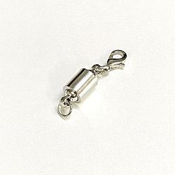 Platinum Column Brass Magnetic Clasps Converter, with Lobster Clasp, Nickel Free, Platinum, 12x7x3mm