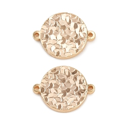 Настоящее золото 18K Латунные текстурированные соединительные подвески, плоские круглые ссылки, без кадмия, без никеля и без свинца, реальный 18 k позолоченный, 12x16x2 мм, отверстие : 1 мм