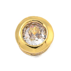 Белый Латунная бусина с покрытием стойки, долговечный, без свинца и без кадмия, плоско-круглые, реальный 18 k позолоченный, белые, 4.5x3 мм, отверстие : 0.6 мм