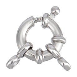 Platinum 1Pc 925 Sterling Silver Spring Ring Clasps, with 1Pc Suede Fabric Square Silver Polishing Cloth, Platinum, 13x10x3mm, Hole: 2mm