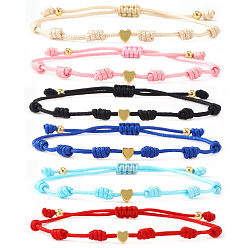 (52) Непрозрачная лаванда Регулируемые нейлоновые шнур плетеные браслеты, украшения из латуни для женщин, сердце, золотые, разноцветные, 11.02 дюйм (28 см)