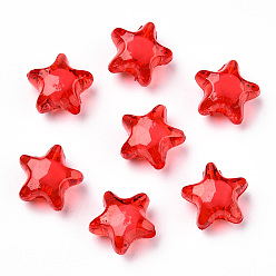 Red Transparent Acrylic Beads, Bead in Bead, Star, Red, 12x11x8mm, Hole: 2mm, about 1200pcs/500g