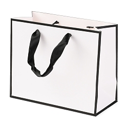 White Rectangle Paper Bags, with Handles, for Gift Bags and Shopping Bags, White, 18x22x0.6cm