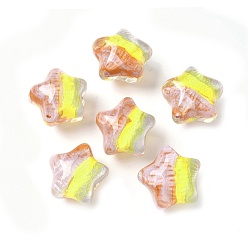 Желтый Прозрачные акриловые бусины, бусины ручной работы, звезда, с блестящей пудрой и эмалью, желтые, 19~19.5x20.5~21x16 мм, отверстие : 2 мм