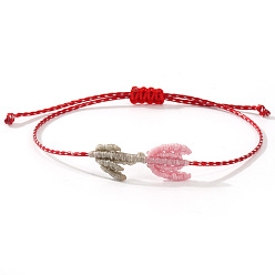 Pink Богемный регулируемый браслет-цепочка для женщин, цветок, розовые, 11 дюйм (28 см), Цветок: 35 mm длиной, шириной 10 мм 