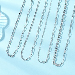 Нержавеющая Сталь Цвет 4 шт. 4 стили 304 наборы цепочек из нержавеющей стали, не тускнеет, цвет нержавеющей стали, 17.76~17.95 дюйм (45.1~45.6 см), 1 шт / стиль