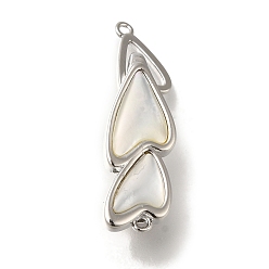 Платина Латунь, с раскладывающимися застежками-ракушками, без кадмия, без никеля и без свинца, сердце, платина, 25x9.5x9.5 мм, отверстие : 1.2 мм