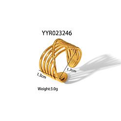 Настоящее золото 18K 304 Кольца-манжеты из нержавеющей стали, модные украшения для женщин, модная заявка, реальный 18 k позолоченный, 13 мм, внутренний диаметр: 17 мм