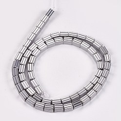 Platinum Plated Electroplate Non-magnetic Synthetic Hematite Beads Strands, Cuboid, Platinum Plated, 6x4x4mm, Hole: 0.8mm, about 66pcs/strand, 15.75 inch(40cm)