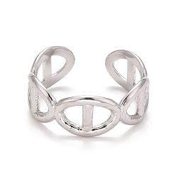 Stainless Steel Color Non-Tarnish 304 Stainless Steel Hollow Open Cuff Ring for Women, Stainless Steel Color, US Size 8 1/4(18.3mm)