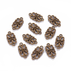 Античная Бронза Тибетского стиля ссылки / разъемы, цветок, без свинца и без кадмия, античная бронза, 16x8x3.5 мм, отверстие : 1.5 мм