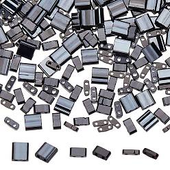 Черный 300 шт. 3 стиль 2 непрозрачный стеклянный бисер с отверстием, прямоугольные, чёрные, 4.5~5.5x1.2~5.5x1.9~2.5 мм, отверстие : 0.5~0.8 мм, 100 шт / стиль