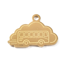 Oro 304 colgantes de acero inoxidable, nube con encanto de autobús, pulido a mano, revestimiento de iones (ip), dorado, 13x20x1.4 mm, agujero: 1.8 mm
