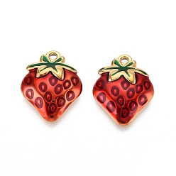 (123L) Белый крем непрозрачный блеск 304 подвески из нержавеющей стали, с эмалью, клубника прелести, реальный 18 k позолоченный, ионное покрытие (ip), огнеупорный кирпич, 21x16.5x4 мм, отверстие : 1.8 мм