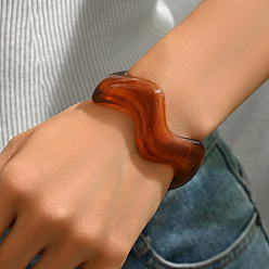Коричневый Винтажные браслеты-манжеты из смолы для женщин, волна, коричневые