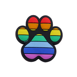 Разноцветный Экологически чистые силиконовые фокальные бусины с принтом лапы пищевого качества, красочный, 30x28 мм