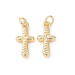Настоящее золото 18K Латунные подвески, крест прелести, без кадмия и без свинца, стойки покрытие, долговечный, с целью перехода в кольце, реальный 18 k позолоченный, 14x7x2.5 мм, отверстие : 2.3 мм