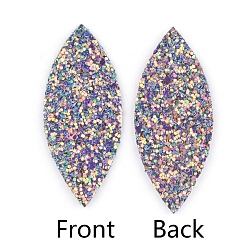 Colorful PU Leather Big Pendants, with Sequins, Horse Eye, Colorful, 59.5x25x2mm, Hole: 1.5mm