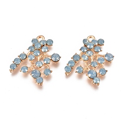 Light Sapphire Alloy Pendant, with Rhinestone
, Leaf, Light Golden, Light Sapphire, 31.5x29x5mm, Hole: 2.4mm