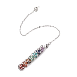 Смешанные камни 7 чакра круглая натуральный аметист и сердолик и красная яшма и зеленый авантюрин и тигровый глаз и синтетическая бирюза лозоходные маятники, с 304 фурнитурой из нержавеющей стали, 253 мм