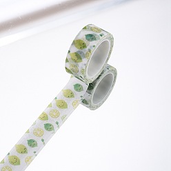 Light Green DIY Scrapbook Decorative Paper Tapes, Adhesive Tapes, Lemon, Light Green, 15mm, 5m/roll(5.46yards/roll)