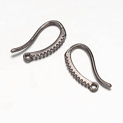 Черный Цвет Металла Латунь микро проложить кубического циркония серьги крючки, с горизонтальной петлей, металлический черный , 19x9x2 мм, отверстие : 1 мм, 18 датчик, штифты : 1 мм