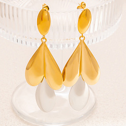 Сердце 304 двухцветные серьги-гвоздики из нержавеющей стали, золотые и нержавеющая сталь цвет, сердце, 86x28 мм