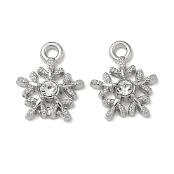 Снежинка Рождественские подвески из сплава с кристаллами и стразами, без свинца и без кадмия, платина, снежинка, 14.5x12x3 мм, отверстие : 1.7 мм