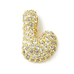 Letter L Подвески из латуни с покрытием из прозрачного кубического циркония, без кадмия и без свинца, долговечный, алфавит, реальный 18 k позолоченный, Письмо L, 16x10.5x5 мм, отверстие : 3x1.8 мм