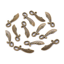 Античная Бронза Подвески из сплава , без кадмия и без свинца, меч, античная бронза, 25x6x2 мм, отверстие : 2 мм