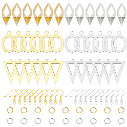 Платиновый & Золотой Наборы для изготовления сережек diy, 48 кулоны из латуни овальной формы и геометрической формы., латунные крючки для серег и железные кольца для прыжков, платиной и золотом, 248 шт / коробка