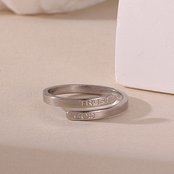 Нержавеющая Сталь Цвет 304 из нержавеющей стали манжеты кольца, слово доверие богу, цвет нержавеющей стали, внутренний диаметр: 17 мм