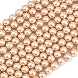 Белый Навахо Круглые бусины из экологически чистого окрашенного стекла с жемчугом, класс А, хлопковый шнур , навахо белый, 8 мм, отверстие : 0.7~1.1 мм, около 52 шт / нитка, 15 дюйм