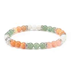 Красный Авантюрин Женский круглый браслет из бисера из натурального красного авантюрина и драгоценных камней, внутренний диаметр: 2-1/8 дюйм (5.5 см)