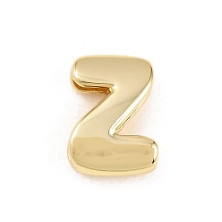 Letter Z Латунные бусины, долговечный, стойки покрытие, без свинца и без кадмия, реальный 18 k позолоченный, Письмо Z, 14x10x5 мм, отверстие : 11x3 мм