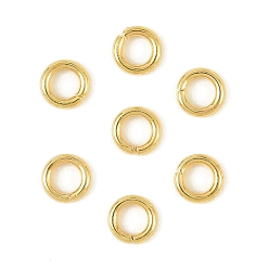 Настоящее золото 18K Открытые прыжковые кольца Shegrace Brass, круглые, долговечный, без кадмия, без никеля и без свинца, реальный 18 k позолоченный, 20 датчик, 4x0.8 мм, внутренний диаметр: 2.3 мм, о: 650шт / сумка