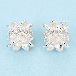 Серебро 925 стерлингов серебряные шарики Spacer, цветок, серебряные, 7.5~8x8x8 мм, отверстие : 3 мм