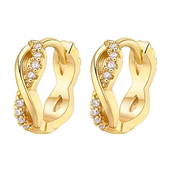 Золотой Латунные серьги-кольца из прозрачного кубического циркония, крутить бесконечно, золотые, 12.5x3.6 мм
