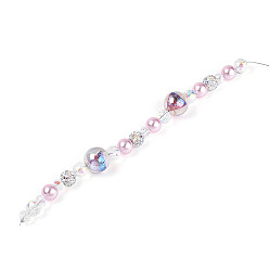 Бледно-Розовый Нити стеклянных и акриловых бусин, а также бусин из искусственного жемчуга и стразов, круглые, для изготовления ювелирных изделий, граненые, розовый жемчуг, 10 мм, отверстие : 0.5 мм, около 21 шт / нитка, 7.68'' (19.5 см)