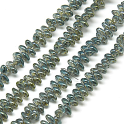 Средний Морско-зеленый Гальваническая сетка 2, Чешские Бусины, средний морской зеленый, 4.5~5x3~3.5x2~2.5 мм, отверстие : 1 мм, около 336 шт / нитка, 23.2 дюйм