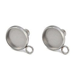 Нержавеющая Сталь Цвет Не тускнеет 304 фурнитура для сережек-гвоздиков из нержавеющей стали, плоско-круглые, цвет нержавеющей стали, 15.5x11.5x11 мм, отверстие : 2.5 мм