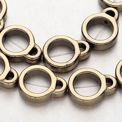 (252) Цвет внутри: морской / фиолетовый на подкладке Гальванизировать немагнитных синтетический гематит нитей бисера, кальян, античная бронза покрытие, 16x12x4 мм, отверстие : 1 мм, около 26 шт / нитка, 15.7 дюйм