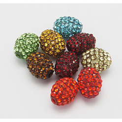 (52) Непрозрачная лаванда Бусины со стразами из смолы, овальные, разноцветные, 12x10 мм, отверстие : 1.5 мм