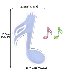 White Note Food Grade Silicone Pendant Molds, Wind Chime Molds for UV Resin, Epoxy Resin Jewelry Making, White, 106x66x7mm
