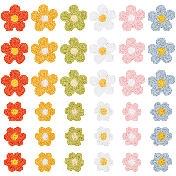 (52) Непрозрачная лаванда 60шт 12 двухцветные вязаные аппликации в форме цветка, пряжа полиэстер вязание вышитые украшения для сумки, одежда, повязки, шляпы, подушка, разноцветные, 35~50x35~50x1.5~3 мм, 5 шт / стиль