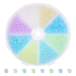 (52) Непрозрачная лаванда 80g 8 цвета люминесцентные, светящиеся в темноте цилиндрические бусины, окрашеные, разноцветные, 2.5 мм, отверстие : 1 мм, о 10 г / цвет